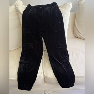 All saints black velvet cargo pants